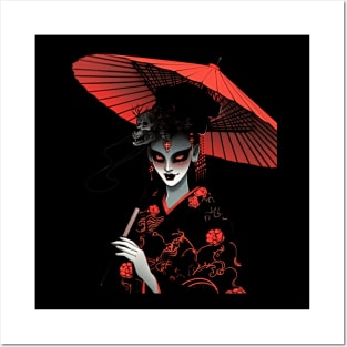 Geisha | Grim Reaper Geisha Skull | Cool Retro Japanese Aesthetic #15 Posters and Art